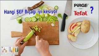 ŞEF BIÇAKLARI KARŞILAŞTIRMASI | PİRGE ELİTE ŞEF BIÇAĞI vs TEFAL ŞEF | Santoku Bıçakları Kesim Testi