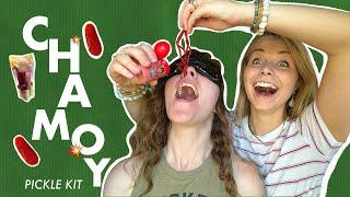 CHAMOY Pickle Kit *BLINDFOLDED* Challenge! - Hailee And Kendra