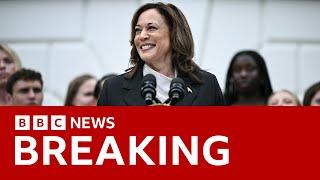 Kamala Harris publicly speaks for first time since Joe Biden left presidential race | BBC News