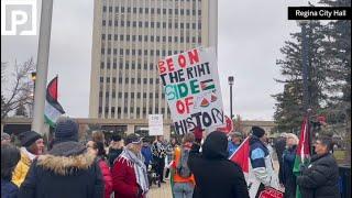 Protestors oppose Palestinian flag-raising cancellation in Regina