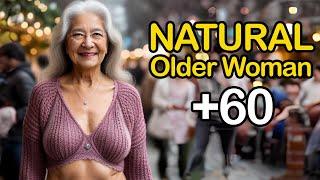 Natural Old Woman Over 60 Cozy Holiday Market Attractive And Classy Dressed Fashion Tips