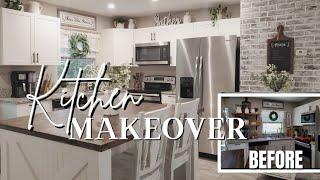 Kitchen makeover on a budget! Decorate with me | Farmhouse kitchen decor and decorating ideas.