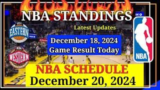 NBA STANDINGS TODAY as of December 18, 2024 | GAME RESULTS | NBA SCHEDULE December 20, 2024