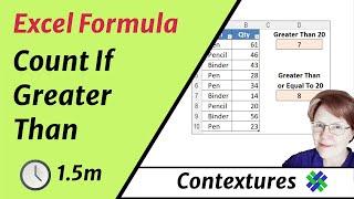 Excel Formula - Count If Greater Than