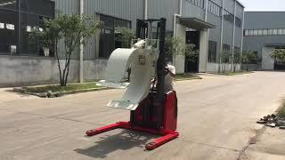 hangzhou 1.5t / 2.5m electric straddle stacker with paper roll clamps attachments use for paper roll