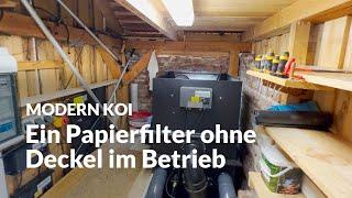 Karls Genesis Papierfilteranlage in einer kleinen Gartenhütte | Modern Koi Blog #7101