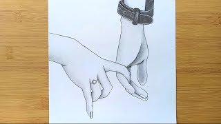 Romantic Couple Holding Hands pencil sketch || How to draw Holding Hands