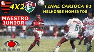 Flamengo 4 x 2 Fluminense Final Carioca 91 melhores momentos show de Junior