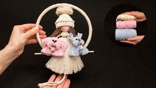 Macrame doll with puppies easily - a beautiful handmade decoration!