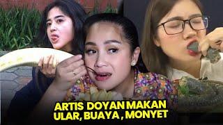 MENGERIKAN, 8 artis cantik ini doyan makan Ular, Buaya dan monyet