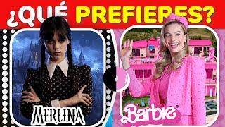 MERLINA VS BARBIE | Juego de Elecciones | ️¿Eres más como Barbie o más como Merlina ?  #barbie