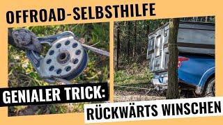 Genialer Offroad-Trick: Mit der Seilwinde rückwärts winschen