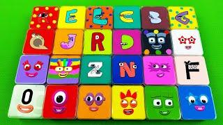 Numberblocks & Alphablocks – Looking Rainbow SLIME Square with Clay Coloring! Satisfying ASMR Videos