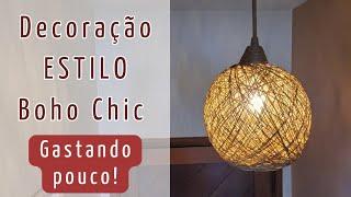 COMO FAZER UMA LUMINÁRIA BOHO CHIC GASTANDO POUCO! -  Faça Você Mesmo - Decoração Boho Chic