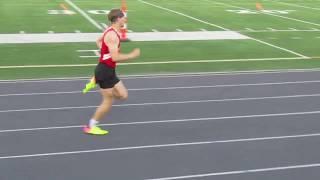 Nick Bosley winning the 300-meter hurdles conference finals