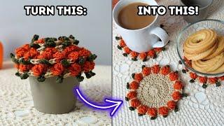 Crochet Pumpkin Coasters | Crochet Step-by-step | Brunaticality Crochet