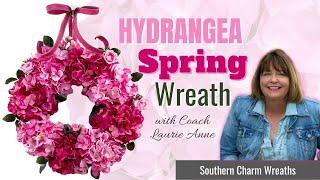 How to Make a Pink Spring Hydrangea Wreath on Grapevine | Easy Mother's Day Wreath Idea