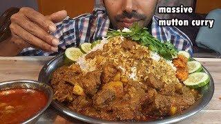 Massive Spicy Mutton Curry with rice (messy eating) mukbang show-Social Eating