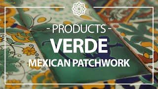 Colorful Mexican tiles - patchwork of 30 patterns [Green Verde]