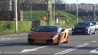 Supercars Arriving at pre meet - F12TDF, RS6, GTR, M4 etc - LOUD Sounds