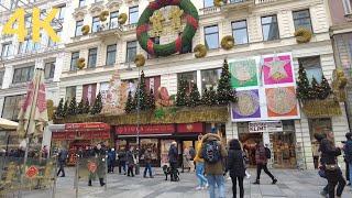 Vienna Walk, Christmas Time from Hotel Sacher to Park Hyatt | 4K 60FPS | Kärntnerstr. & Graben