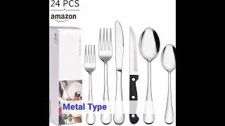 Amazon Hot Sale Knife Spoon Fork Set Gold Plated Cutlery Set 24PCS Stainless Steel Flatware