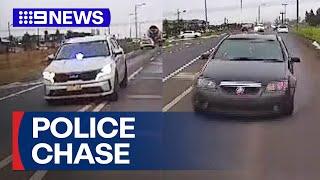 Wild Melbourne police chase captured on dashcam footage | 9 News Australia