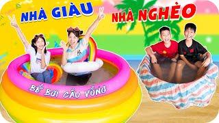 Đại Chiến Bể Bơi Cầu Vồng Nhà Giàu Vs Nhà Nghèo  Min Min TV Minh Khoa