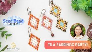 Half-TILA Mosaic Diamond Earrings! Tila Earrings Party, featuring Sam's Bead Shop Mixes!