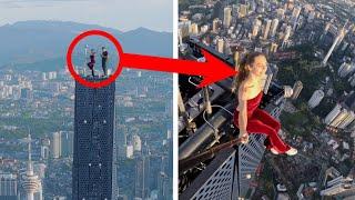 This Russian Couple took a Dangerous Selfie at The World's Second Tallest Building #merdeka118