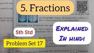 5th Std - Mathematics - Chapter 5 Fractions Problem Set 17 solved and explained in hindi - Class 5