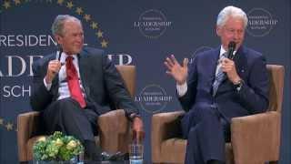 Presidents Bush and Clinton at the Presidential Leadership Scholars Graduation