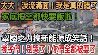 孝子們！別哭了！你們全都被耍了！舉國之力搞新能源成笑話！家底掏空都快要飯啦！大大！淚流滿面！他是真的錯了！