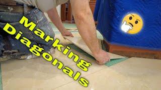 Easy way to Measure  and mark ceramic tile for diagonal and diamond pattern  cuts