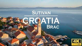 4K Stock Drone Footage of Sutivan (Brac) Croatia [HR] in morning sunlight - Aerial view