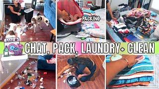 CLEANING MY MESSY HOUSE BEFORE VACATION | SMH LOOK AT MY COUCH!  chat, pack, laundry, and clean!