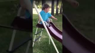 Frog jumps on kids face
