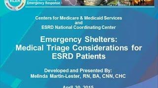 Emergency Shelters: Medical Triage Considerations for ESRD Patients