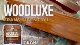 WOODLUXE Translucent Oil Stain by Benjamin Moore in TEAK Applied to Red & White Cedar, & PT