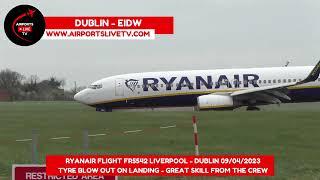 ️Huge Sparks on Landing from Ryanair Flight FR5542 Liverpool - Dublin After Tyre Blow Out ️