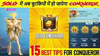 Top 15 Solo Conqueror Tips | Solo TPP & Solo FPP Conqueror Tips | C3S7 Best tips for Solo Rankpush