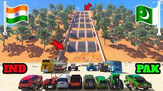 India Vs Pakistan | Gta 5 Indian Cars Vs Pakistan Cars Mud Bump Climbing Challenge | Gta V Gameplay