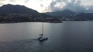 Catamaran sailing to Serifos port