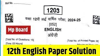 12th English Paper Solution half yearly 2024 mp Board | Half yearly paper solution mp Board English