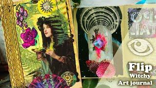 Flip through witchy art journal  + witchy journal challenge