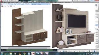 AutoCAD 3D modeling - LCD TV Showcase Tutorial - Apply Material Texture + Rendering