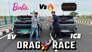 Nexon Ev vs Nexon Petrol 2023 DRAG RACE! Barbie vs oppenheimer? #tata #nexon2023 #nexonevmax