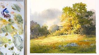 Watercolor landscape painting - Impression of light