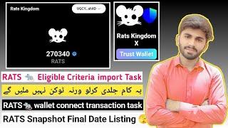 RATS  Airdrop Snapshot date | RATS Wallet Connect Transaction | RATS Kingdom Eligibility Criteria