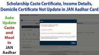 Scholarship Caste Certificate Mool Niwas Income Certificate Update in Jan Aadhar 2024 Auto Update